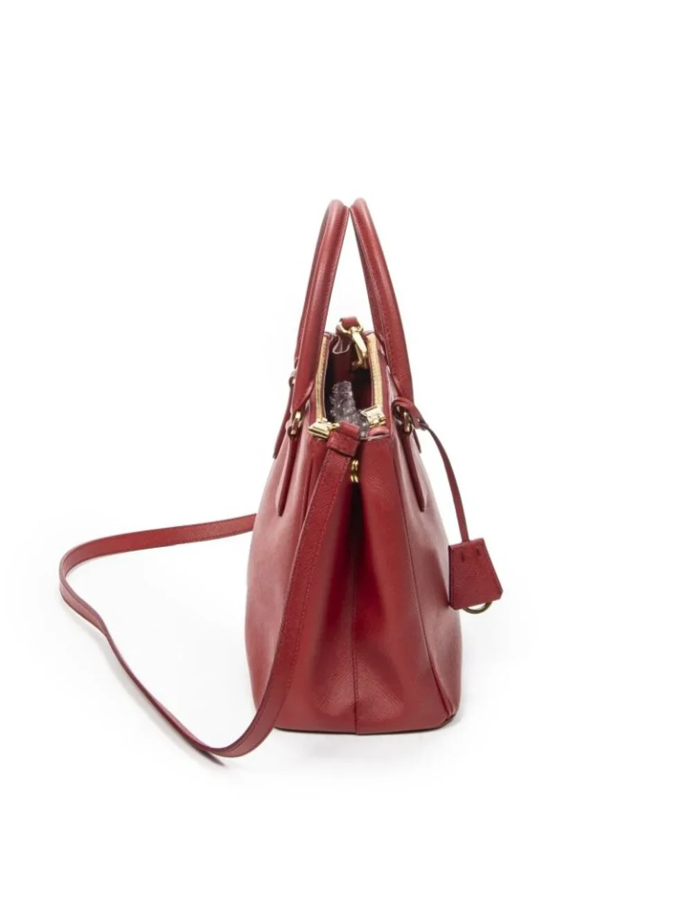 Prada Large Double Zip Galleria Tote Red Saffiano Leather